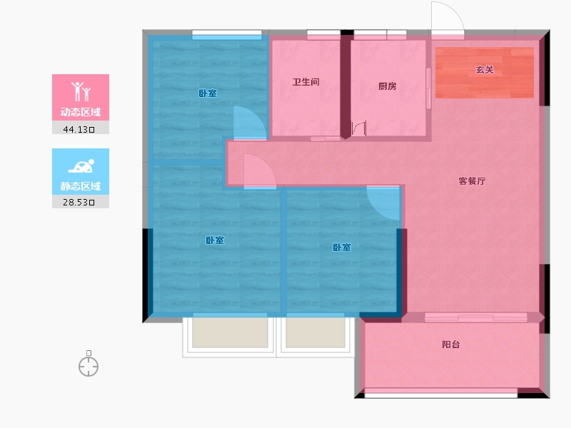 浙江省-嘉兴市-吉翔荷园-65.00-户型库-动静分区