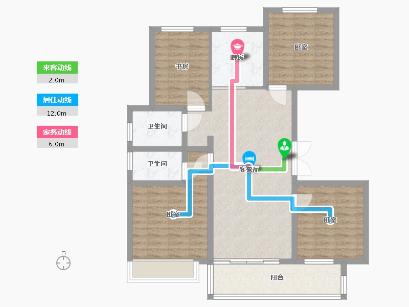 浙江省-嘉兴市-绿嘉兰园-96.50-户型库-动静线