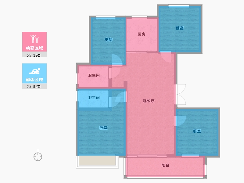 浙江省-嘉兴市-绿嘉兰园-96.50-户型库-动静分区