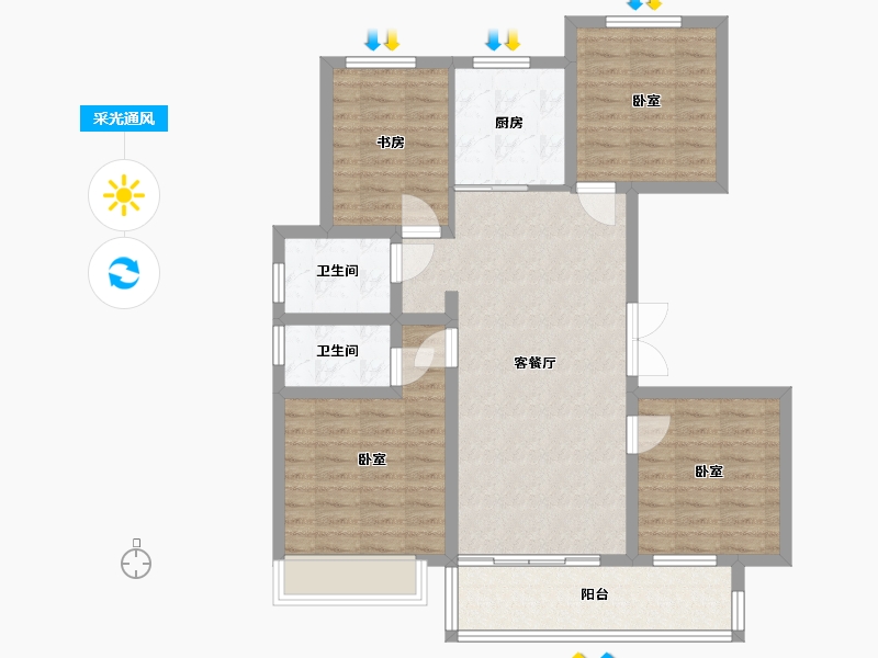 浙江省-嘉兴市-绿嘉兰园-96.50-户型库-采光通风