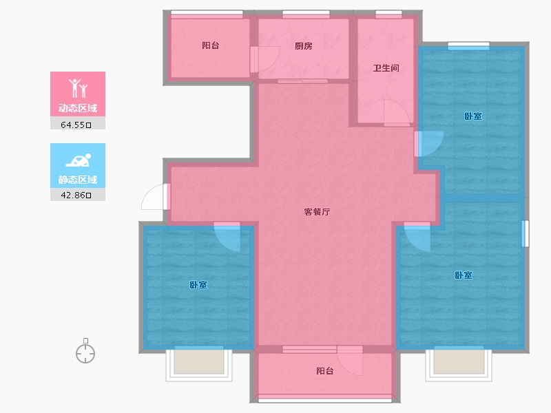 山东省-淄博市-嘉亿国际二期-95.45-户型库-动静分区