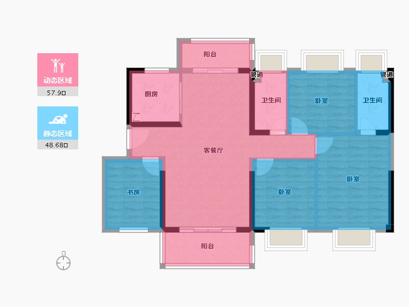 广东省-惠州市-碧桂园星钻-95.53-户型库-动静分区