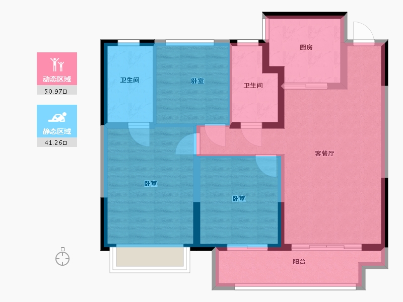 浙江省-嘉兴市-奥山弘阳题红樾里-82.33-户型库-动静分区