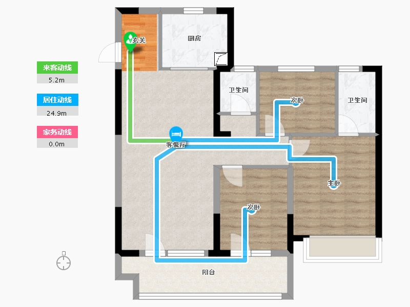 山东省-青岛市-蔚蓝天地-83.97-户型库-动静线