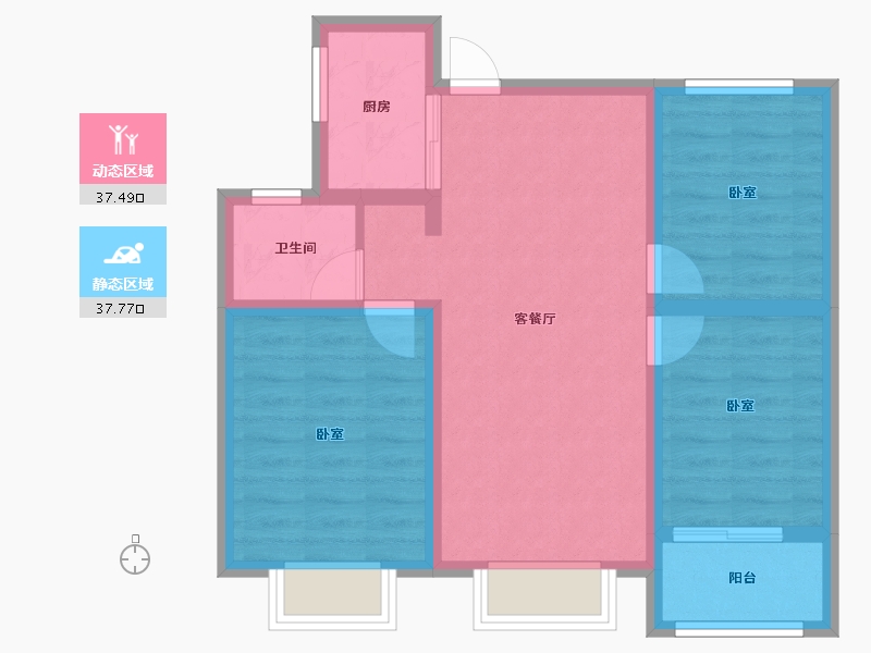 山东省-聊城市-金凤华府-66.54-户型库-动静分区