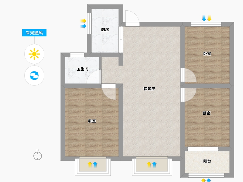 山东省-聊城市-金凤华府-66.54-户型库-采光通风