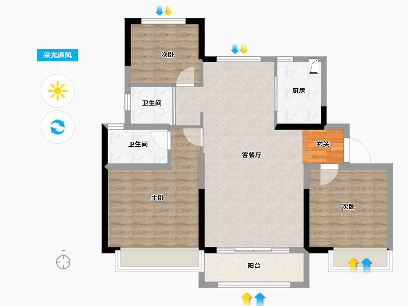 山东省-泰安市-碧桂园·时代澜湾-94.00-户型库-采光通风