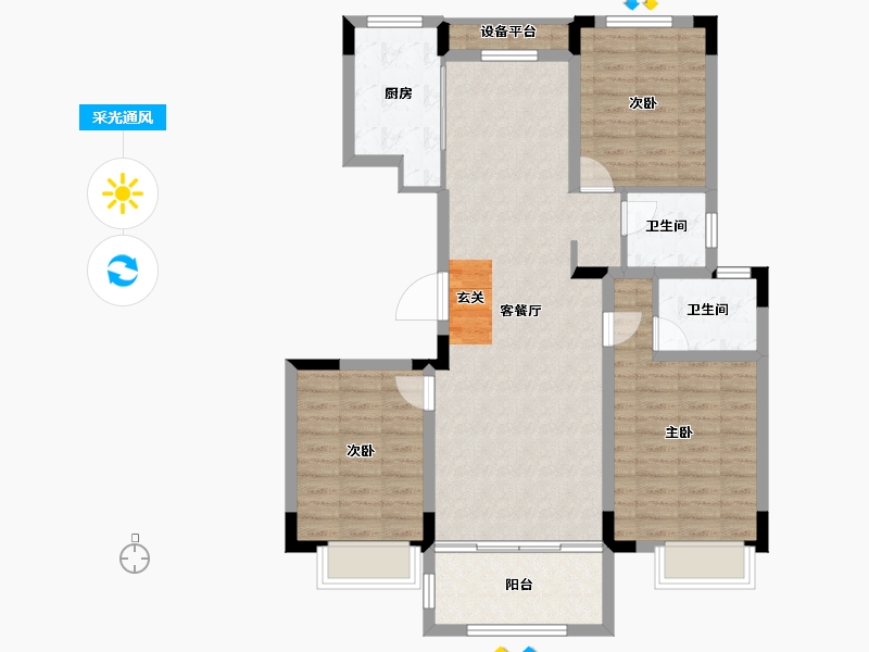 山东省-泰安市-大展玖棠府-100.00-户型库-采光通风