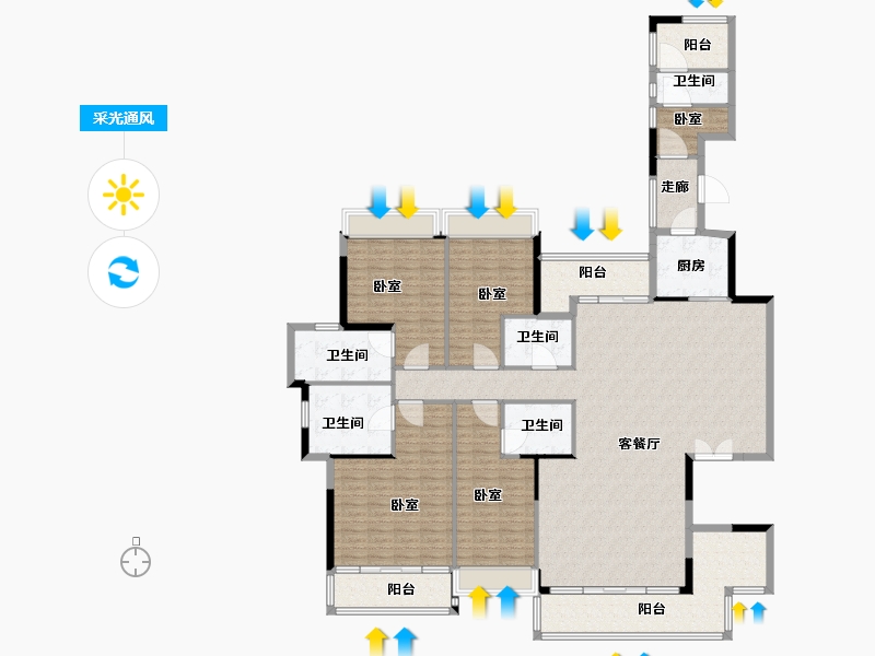 广东省-佛山市-泷景花园-213.00-户型库-采光通风