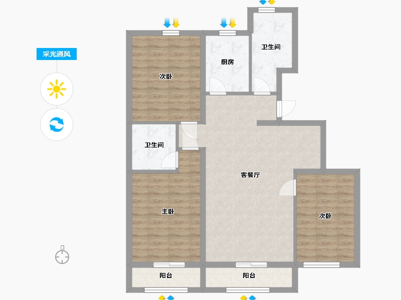 山东省-烟台市-丰金广场-95.00-户型库-采光通风