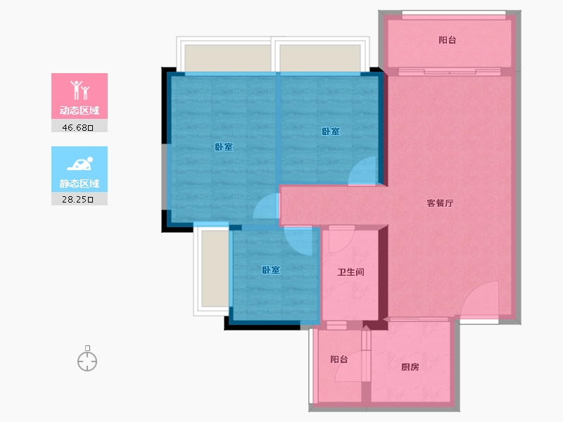 广东省-广州市-敏捷绿湖首府-66.99-户型库-动静分区