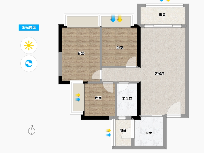 广东省-广州市-敏捷绿湖首府-66.99-户型库-采光通风