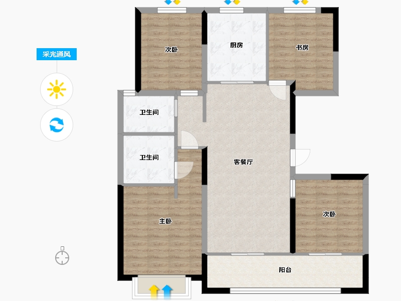 山东省-青岛市-仙山花园-106.57-户型库-采光通风