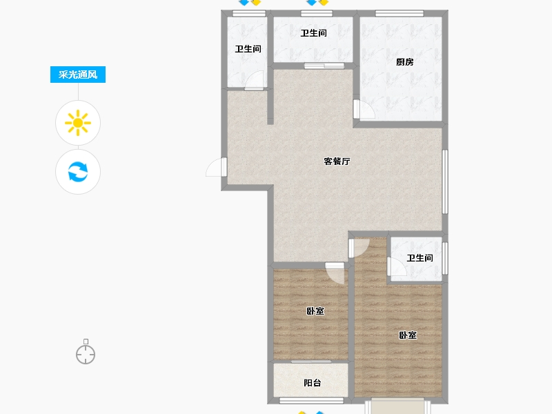 山东省-聊城市-金凤华府-109.99-户型库-采光通风