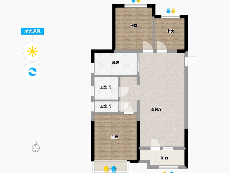 山东省-青岛市-通汇当代阅MOMΛ-71.20-户型库-采光通风