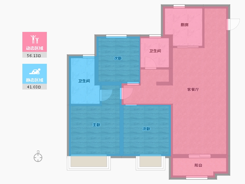 山东省-青岛市-青岛旭辉银盛泰星河城-86.40-户型库-动静分区