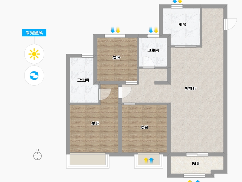 山东省-青岛市-青岛旭辉银盛泰星河城-86.40-户型库-采光通风