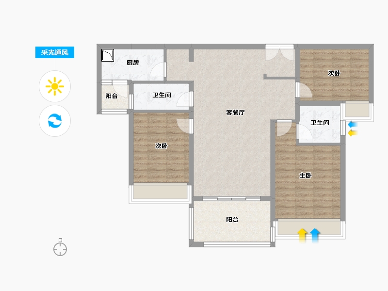 四川省-成都市-招商大魔方玺悦轩-100.22-户型库-采光通风