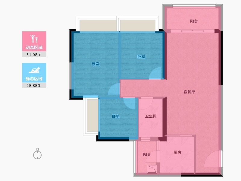 广东省-广州市-敏捷绿湖首府-70.99-户型库-动静分区