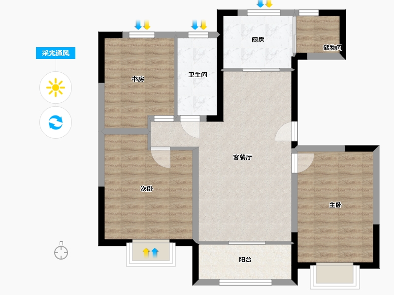 山东省-青岛市-仙山花园-83.81-户型库-采光通风