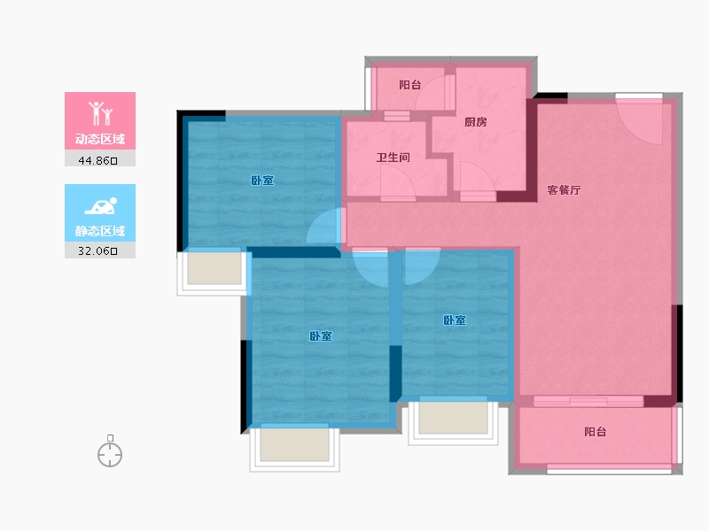 四川省-成都市-炎华置信花千集中心住宅-67.52-户型库-动静分区