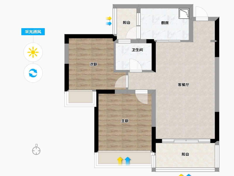 四川省-成都市-招商大魔方玺悦轩-68.39-户型库-采光通风