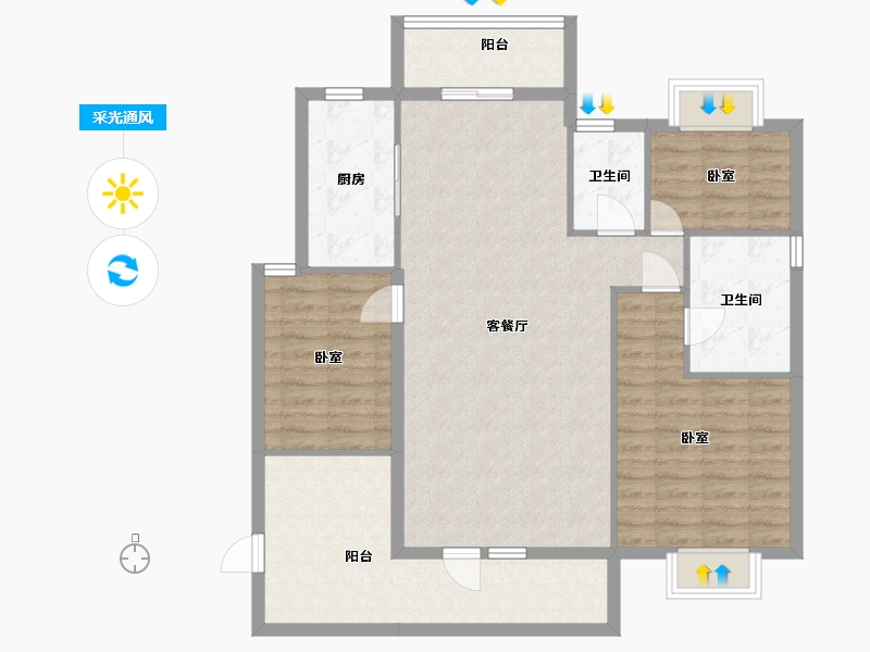 广东省-汕尾市-天悦明珠-107.04-户型库-采光通风