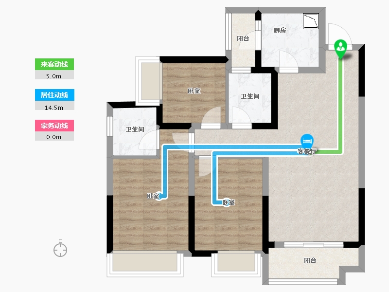 四川省-成都市-炎华置信花千集中心住宅-77.68-户型库-动静线