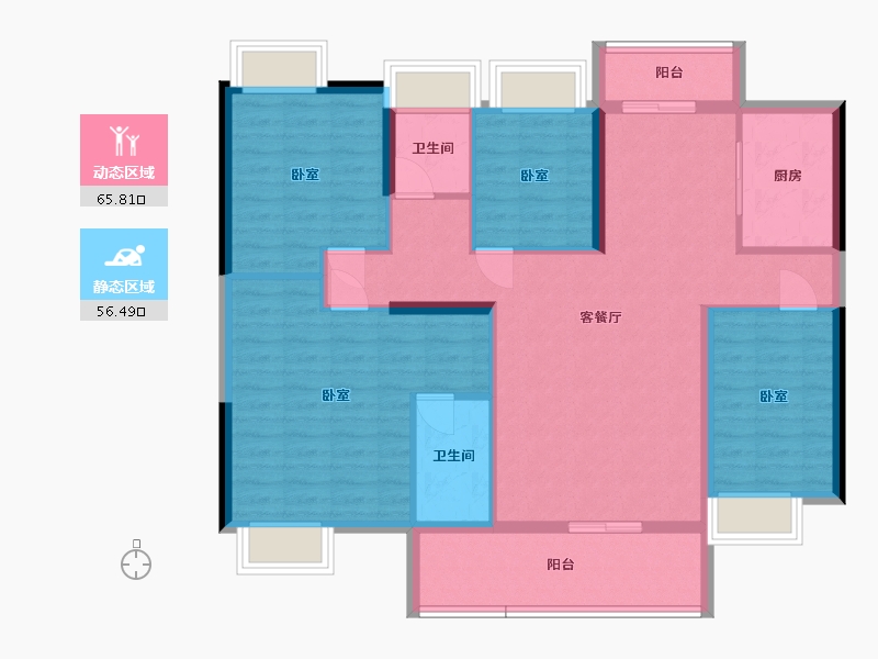 广东省-汕尾市-御景中央花园-109.85-户型库-动静分区