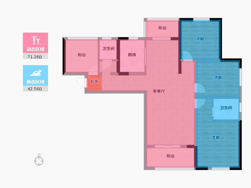 湖南省-长沙市-高升公馆-100.74-户型库-动静分区