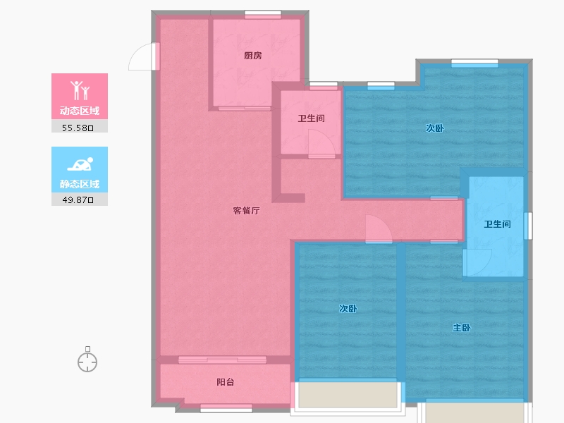 山东省-青岛市-青岛旭辉银盛泰星河城-94.41-户型库-动静分区