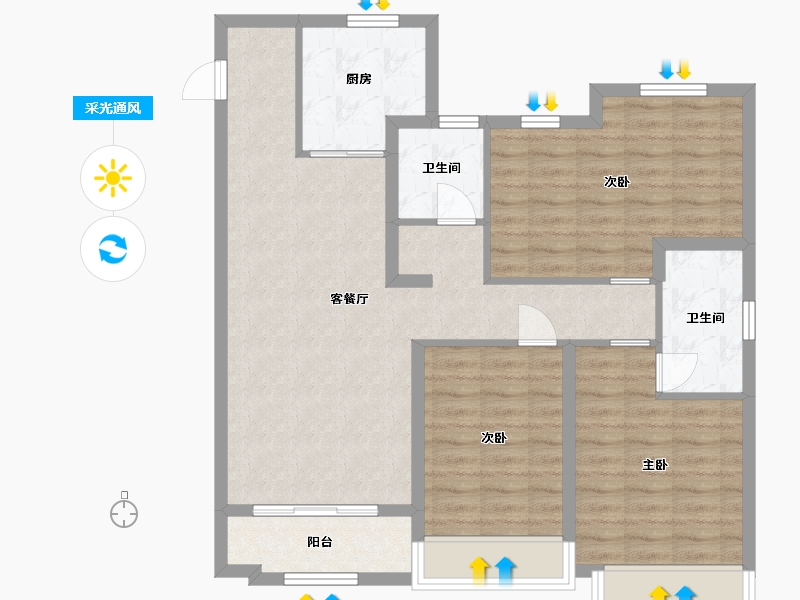 山东省-青岛市-青岛旭辉银盛泰星河城-94.41-户型库-采光通风