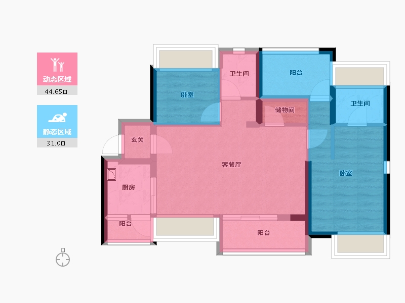 广东省-深圳市-公园花半里-66.18-户型库-动静分区