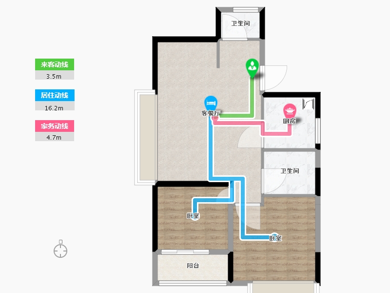 浙江省-嘉兴市-万科·平澜玖著-76.01-户型库-动静线