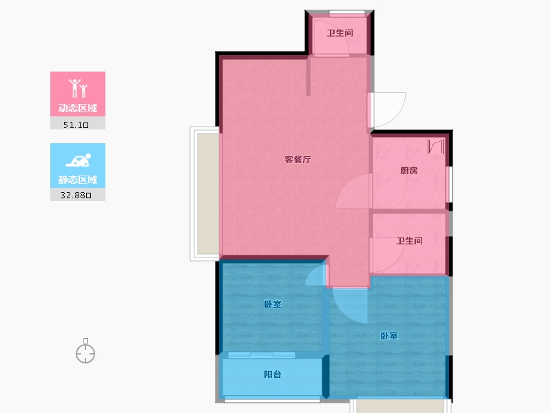 浙江省-嘉兴市-万科·平澜玖著-76.01-户型库-动静分区