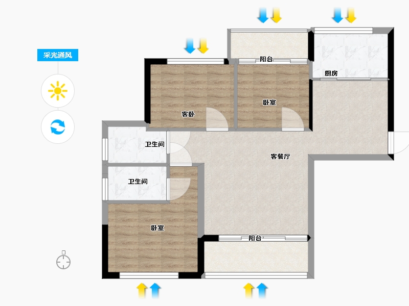 湖南省-郴州市-万利星城综合体-87.00-户型库-采光通风