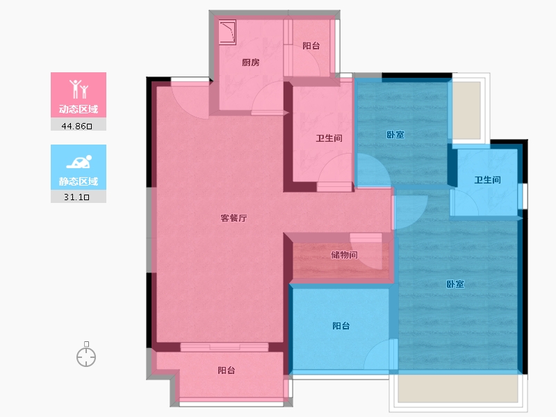 广东省-深圳市-公园花半里-66.09-户型库-动静分区