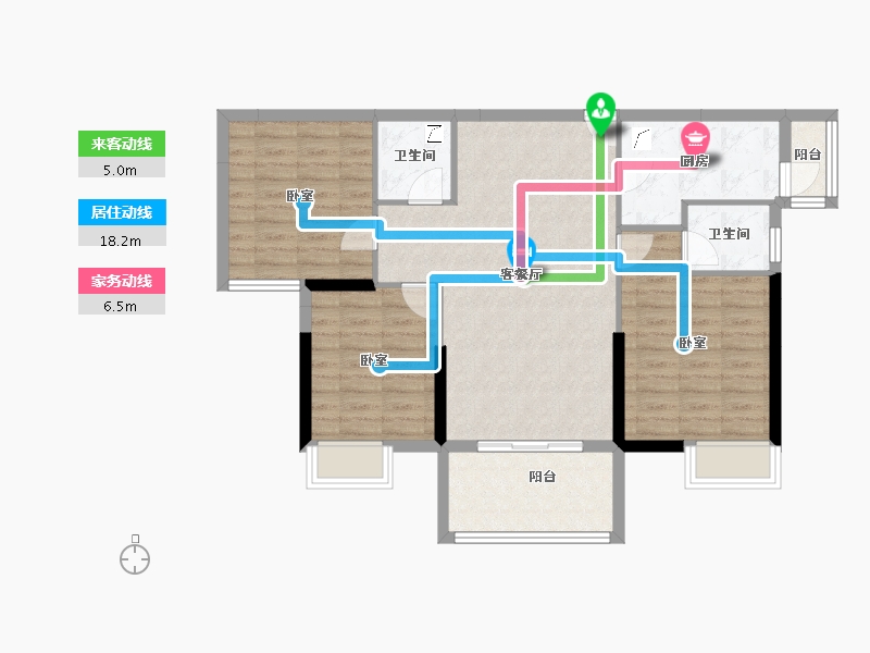 湖北省-孝感市-保丽公馆-90.61-户型库-动静线