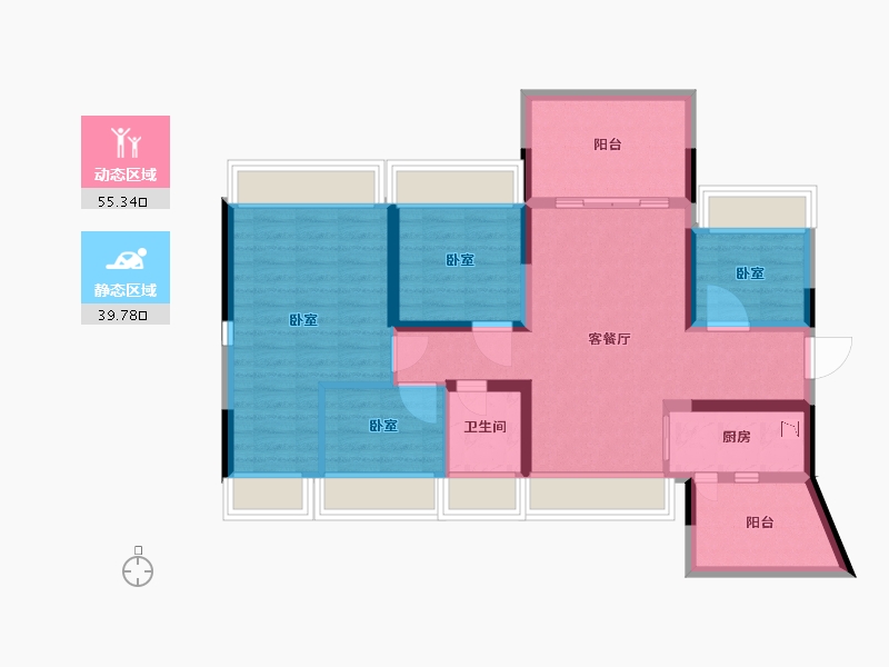 广东省-深圳市-龙光玖龙台住宅-83.78-户型库-动静分区