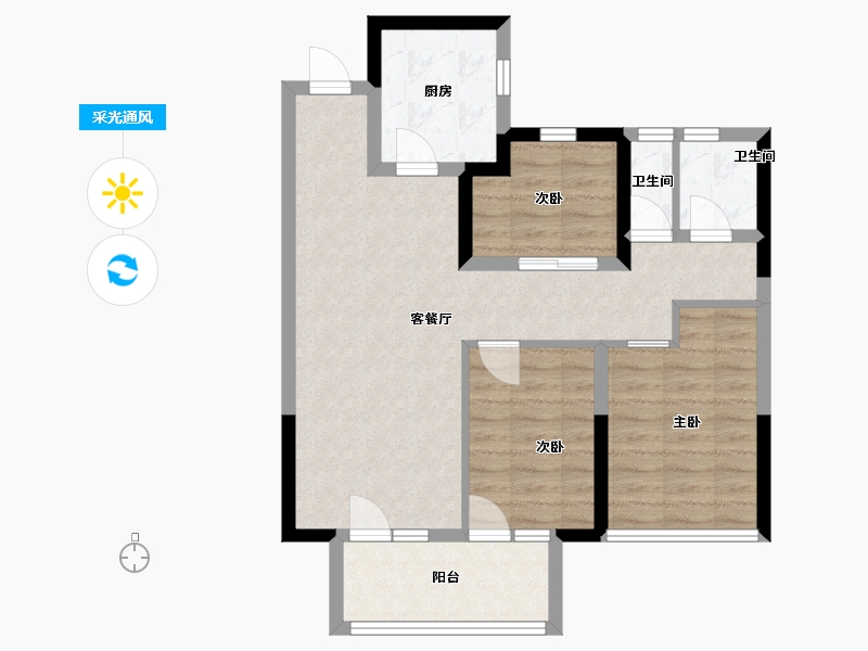 山东省-青岛市-通汇当代阅MOMΛ-71.21-户型库-采光通风