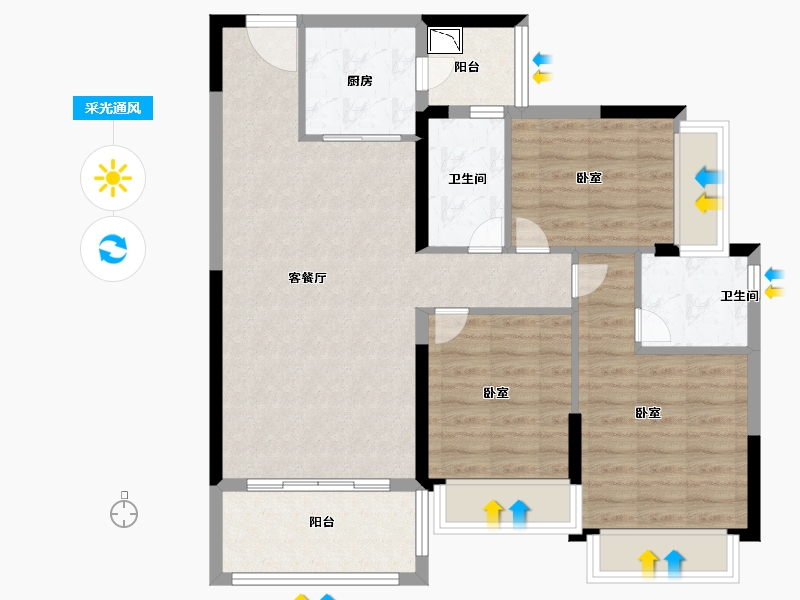 广东省-广州市-敏捷绿湖首府-84.99-户型库-采光通风