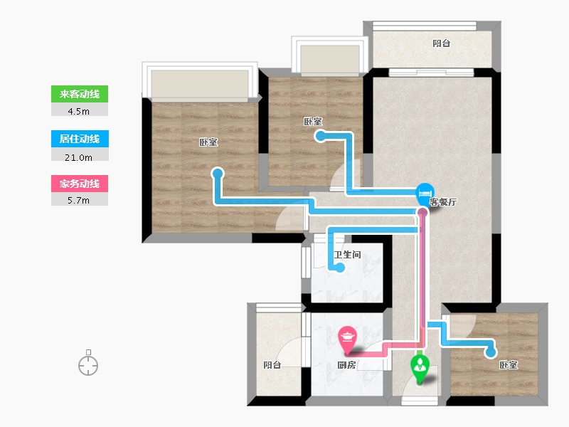 四川省-成都市-炎华置信花千集中心住宅-62.00-户型库-动静线