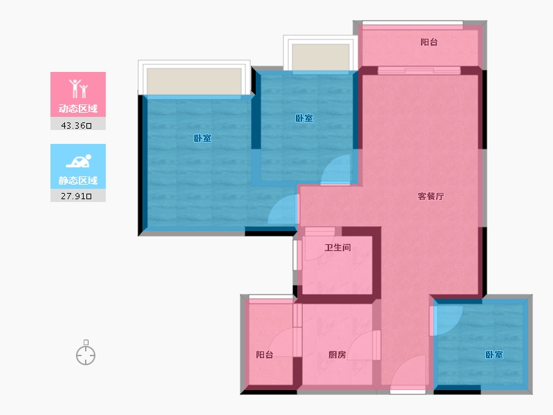 四川省-成都市-炎华置信花千集中心住宅-62.00-户型库-动静分区