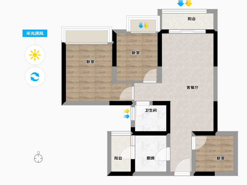 四川省-成都市-炎华置信花千集中心住宅-62.00-户型库-采光通风