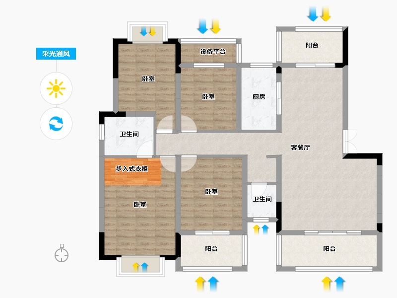 湖南省-岳阳市-金江学府-121.59-户型库-采光通风