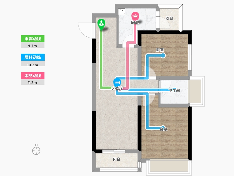 四川省-成都市-炎华置信花千集中心住宅-55.07-户型库-动静线