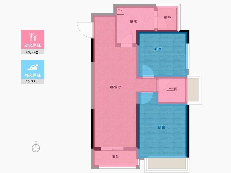 四川省-成都市-炎华置信花千集中心住宅-55.07-户型库-动静分区