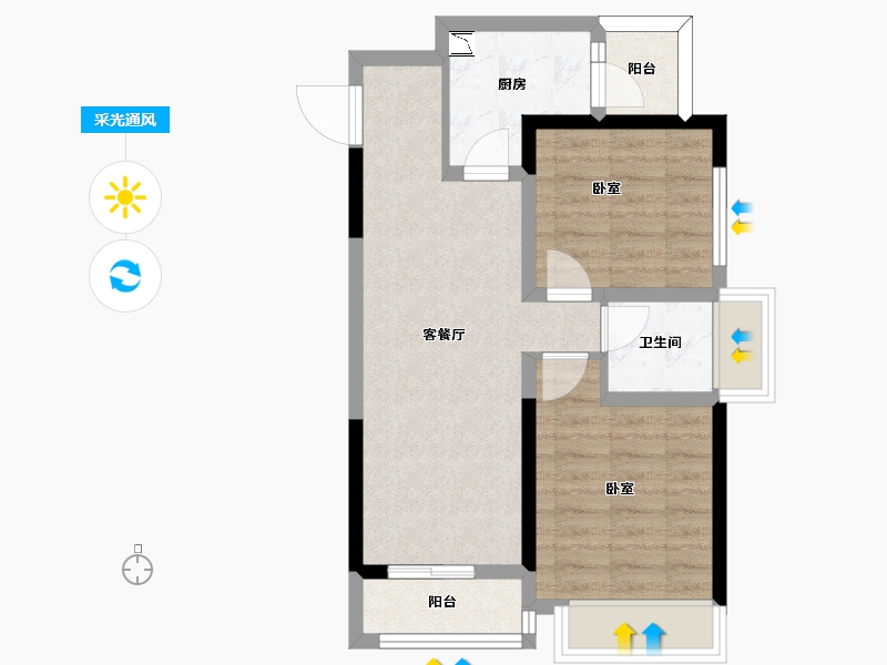 四川省-成都市-炎华置信花千集中心住宅-55.07-户型库-采光通风