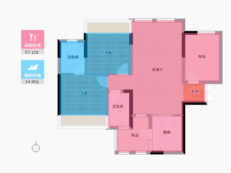 湖南省-长沙市-恒大奥苑-72.72-户型库-动静分区