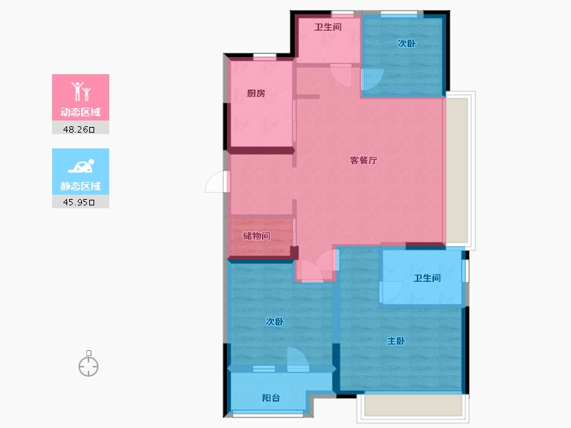 山东省-青岛市-通汇当代阅MOMΛ-84.00-户型库-动静分区